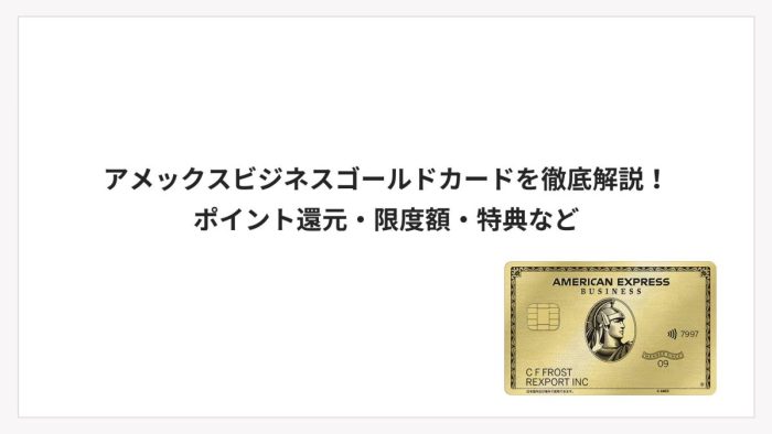 アメックスビジネスゴールドカードを徹底解説！ポイント還元・限度額・特典など