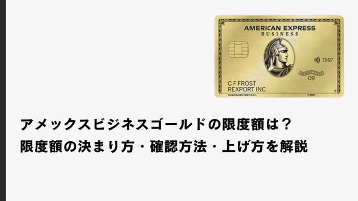 アメックス・ビジネス・ゴールドカードの限度額は?限度額の決まり方・確認方法・上げ方を解説