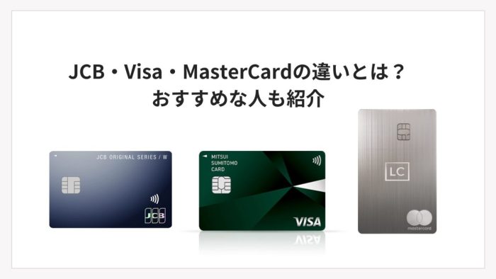 JCB・Visa・MasterCardの違いとは?おすすめな人も紹介