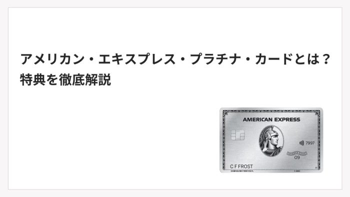 アメリカン・エキスプレス・プラチナ・カードとは？特典を徹底解説