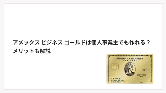 アメックス・ビジネス・ゴールドは個人事業主でも作れる？個人事業主のメリットなどを解説