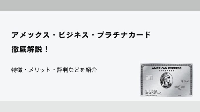 アメックス・ビジネス・プラチナカード徹底解説！特徴やメリット・評判などを紹介
